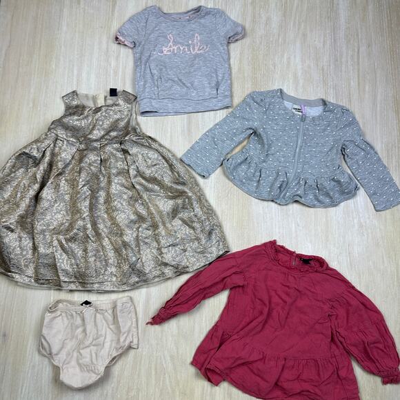 6 Piece Bundle Lot Girls 2T Sweatshirt Shirt Dress Toddler Gap H&M Pink Neutral - Picture 5 of 9